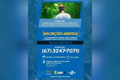 Imagem da notícia Prefeitura de Costa Rica vai qualificar profissionais do turismo de aventura com aulas teóricas e práticas